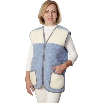 Dámská vesta Wooline Vesta z ovčí vlny Alpen Zip bez límce světle modrá Velikost: XL