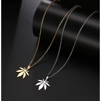 Náhrdelník Náhrdelník z nerezové oceli list marihuany, Varianta Zlatá