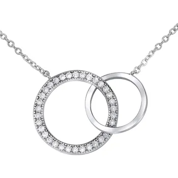 Náhrdelník Stříbrný náhrdelník TOGETHER FOREVER spojené dva kruhy JJJMVP0419