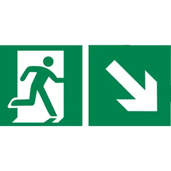 Značení Nouzový východ vpravo, šipka vpravo dolů