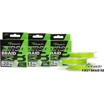 Intech First Splétaná Šňůra Braided Line Braid X8 Green 150 m - 0,165 mm 7,26 kg