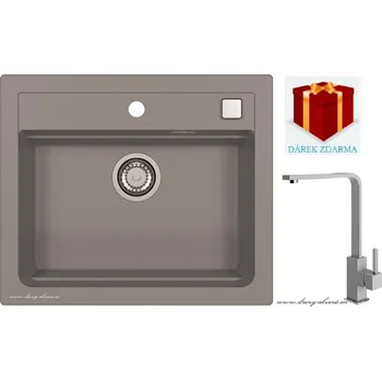 Granitový dřez Alveus SET dřez Atrox 30 + baterie Afra - 81 beton + dárek (příborník, podložka na sušení nádobí nebo tekutý čistič)