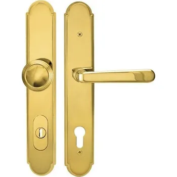 Dveřní kování Twin Bezpečnostní klika / ALT WIEN / Lesklá mosaz lakovaná 92 mm Klika + Klika pravá /Vnitřní strana klika a vnější klika/ vložka cylindrická /KPZL/