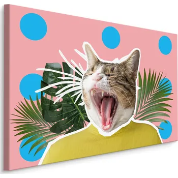 MyBestHome BOX Plátno Kočka A Listí - Styl Pop Art Varianta: 30x20