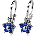 Dětské náušnice - stříbrné kytičky, modrý spinel