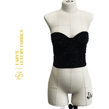 Korzet Černý korzet s korálkovým zdobením Velikost: XS