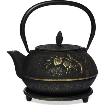 Konvice na čaj Čajová zahrada Japonská litinová konvice Kano zlatá 900ml s podložkou
