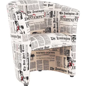 Obývací pokoj Tempo Kondela Klubové křeslo, látka vzor noviny, CUBA