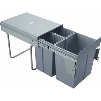 Odpadkový koš Wireli Výsuvný odpadkový koš 400 mm - 2x10L 1x20L s madly / šedý