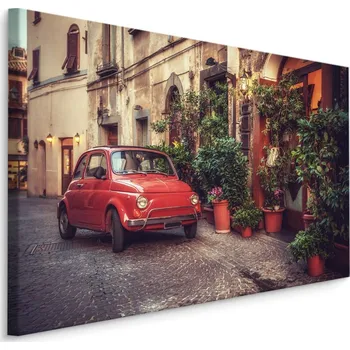 MyBestHome BOX Plátno Červené Auto Ve Stylu Vintage Varianta: 40x30