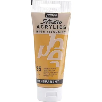 Vodová barva Akrylová barva Pébéo Studio Acrylics - 35 Venice Yellow Objem: 100 ml