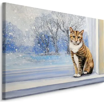 Dekorativní polštářek MyBestHome BOX Plátno Kočka Zimním Okně Varianta: 30x20