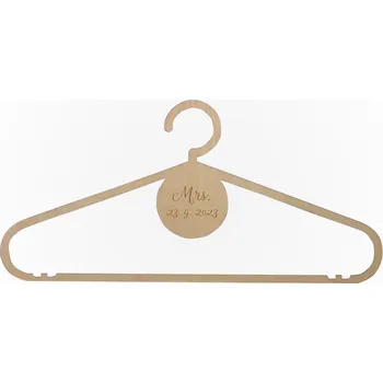 Ramínko Dřevěné ramínko s datem svatby Mrs.