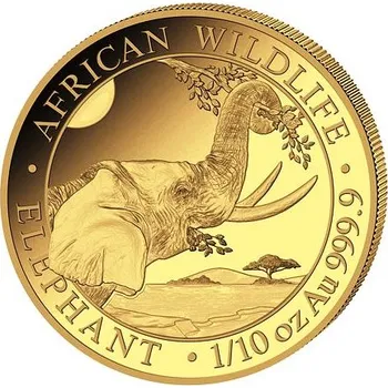 Zlatá mince 100 Shillings Elephant (Slon africký) 1/10 Oz 2023 (African Wildlife Series)