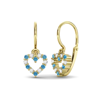 Náušnice SOLUNA Zářivé zlaté dětské náušnice se středně modrými a čirými zirkony MARIE žluté zlato