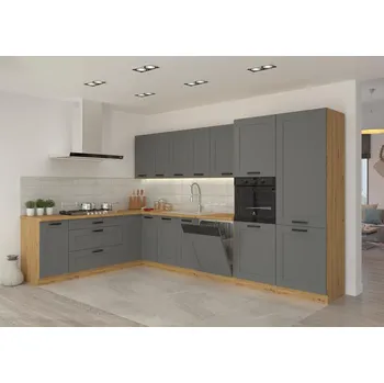Kuchyňská linka Kuchyňská linka LUNA artisan/dustgrey MDF, Rohová sestava A, 210 x 350 cm