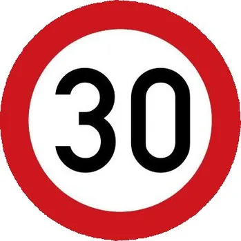 Samolepicí dekorace na vozidlo Nálepka rychlosti reflexní 30 km, průměr 20 cm