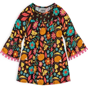 Dívčí šaty Dívčí šaty NANAI KYTIČKY hnědé Velikost: 104