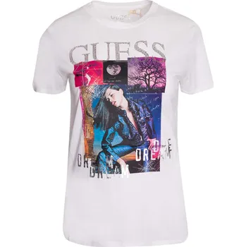 Dámské oblečení GUESS DÁMSKÉ TRIČKO T-SHIRT SS COLLAGE DREAM ESY WHITE W2BI52K9RM4 G011 Velikost: S