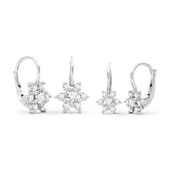 Náušnice SOLUNA Zlaté náušnice máma a dcera STAR se zirkony bílé zlato