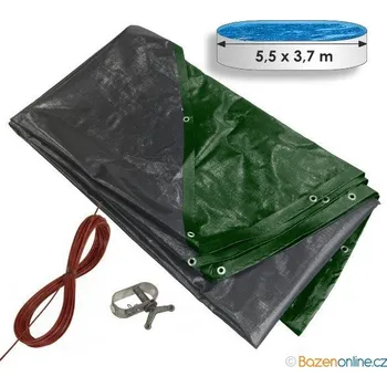 Bazén Zimní plachta na oválný bazén 5,5 x 3,7 m zeleno-černá