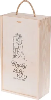 FK dřevěné lišty Svatební dřevěná krabička Kapky lásky pro novomanželé na 2 láhve