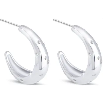 Náušnice biju Náušnice z chirurgické oceli visací, půlkruh ozdobený kamínky zirkonů 1002448