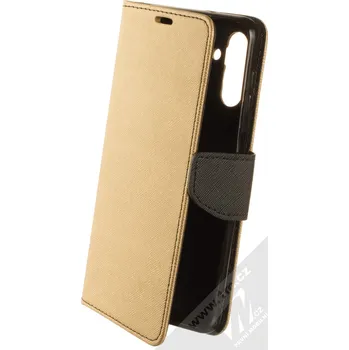 Pouzdro na mobilní telefon 1Mcz Fancy Book flipové pouzdro pro Samsung Galaxy A04s, Galaxy A13 5G zlatá černá (gold black)
