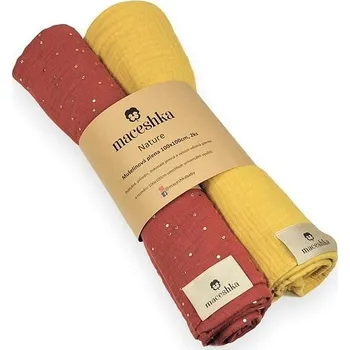 látková plena Maceshka Mušelínová plena Nature 2ks Tomette zlatý puntík+ Mimosa