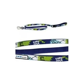 Vodítko pro psa Papillon vodítko velké 1,2 m se vzorem - X-TRM Rock-N-Roll modré