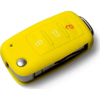 Ochranné silikonové pouzdro na klíč pro VW/Seat/Škoda s vystřelovacím klíčem, barva žlutá