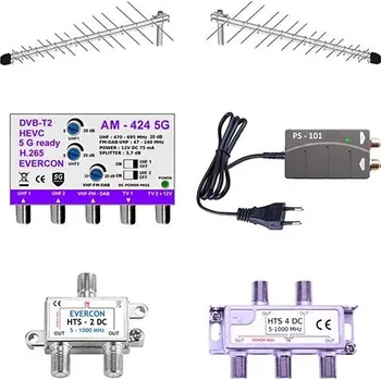 Televizní anténa EVERCON anténní komplet pro 6 TV Emme Esse KOM-424-101-6