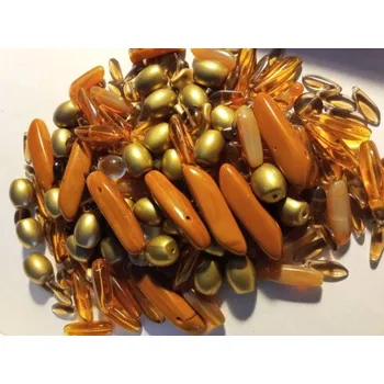 Dětské navlékací korálky Skleněné korálky Jablonec - Hnědý mix 250g