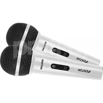 Mikrofon Fenton DM100W Set 2 bílých mikrofonů pro karaoke nebo DJ's