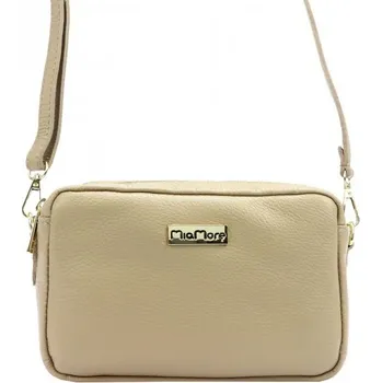 Kožená kabelka MiaMore 01-027 DOLLARO - béžová