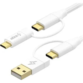 Kabel AlzaPower MultiCore 4in1 USB 60W 480Mbps 1m bílý