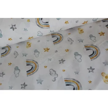 Duhy žluto-modré - bavlněné plátno, šíře 240cm