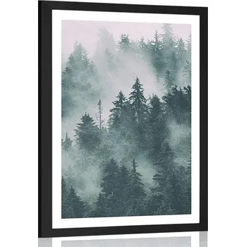 Plakát Dovido Plakát s paspartou hory v mlze