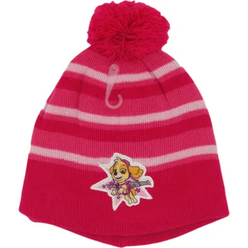 Čepice Bavlissimo Dívčí čepice s bambulí- Tlapková Patrola coulour and size: Růžová tmavá