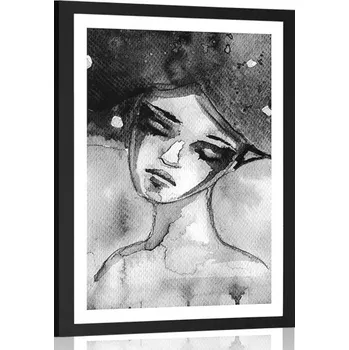 Plakát Dovido Plakát s paspartou měsíční víla v černobílém provedení