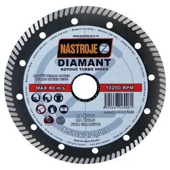 Řezný kotouč NÁSTROJE CZ diamantový kotouč TURBO SPEED 150*1,6*22,2mm staveb. materiály, žula, dlažba IM-DK-TK150
