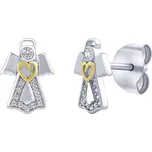 Stříbrné náušnice anděl Abariel s Brilliance Zirconia pozlaceným srdcem JJJ1667E