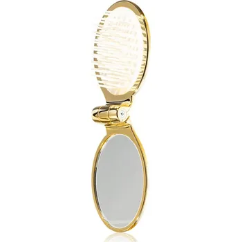 Kosmetické zrcátko Janeke Gold Line Golden Folding Hair-Brush with Mirror hřeben na vlasy se zrcátkem 9,5 x 5,5 x 3,5 cm 1 ks