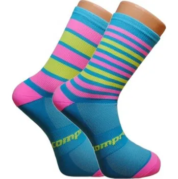 Pánské ponožky CSX-DOUBLE STRIPY funkční kompresní ponožky COMPRESSOX 43-46 tyrkysová