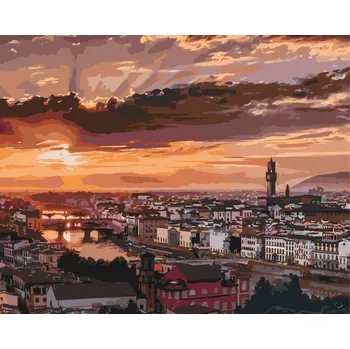 Malování podle čísel - Západ slunce ve Florencii Velikost: 40x50cm, Rámování: Pouze srolované plátno