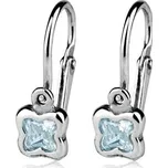 Dětské náušnice stříbrné - kytičky, Aquamarine
