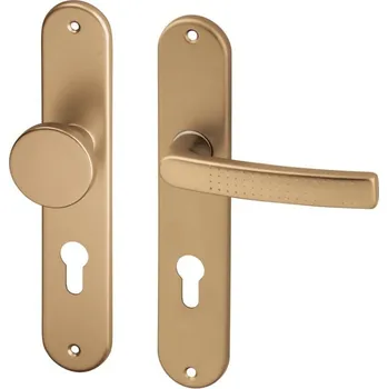 Dveřní kování AC-T SERVIS Dveřní klika ROSA bronz - oválné štítové kování 90 mm Provedení štítu: Koule/klika - pravá