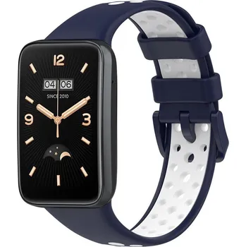 Příslušenství k chytrým hodinkám eses Silikonový řemínek dírkovaný pro Xiaomi Smart Band 7 Pro - Modro bílý