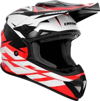 Auto-moto Cassida Cross Cup TWO červená bílá černá krosová helma, přilba na motorku L