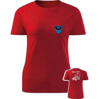 Dámské tričko Dámské tričko 53. pluk průzkumu a elektronického boje - DEFENDER - červená